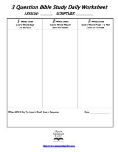 3 question bible study daily worksheet student anne