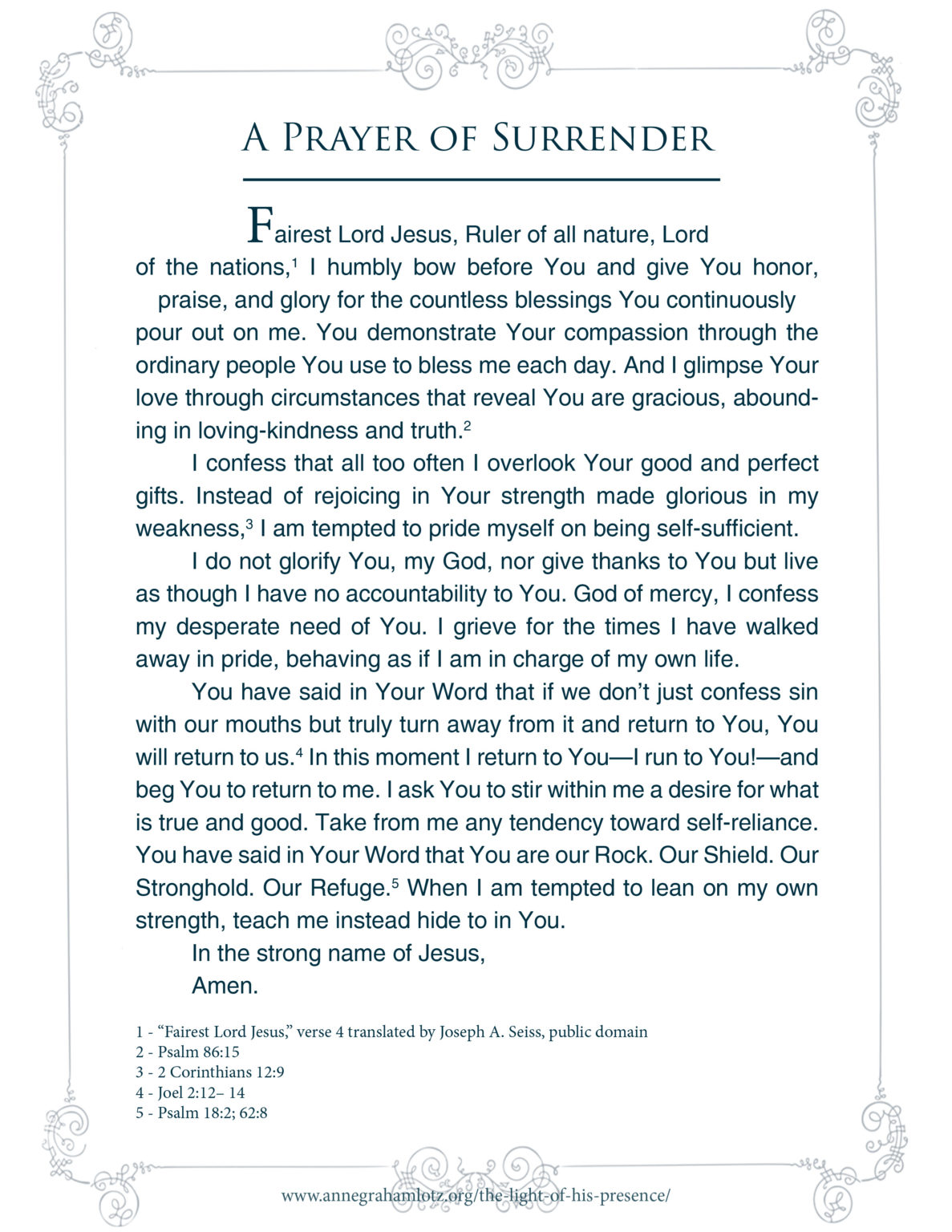 A Prayer of Surrender | Anne Graham Lotz - Angel Ministries